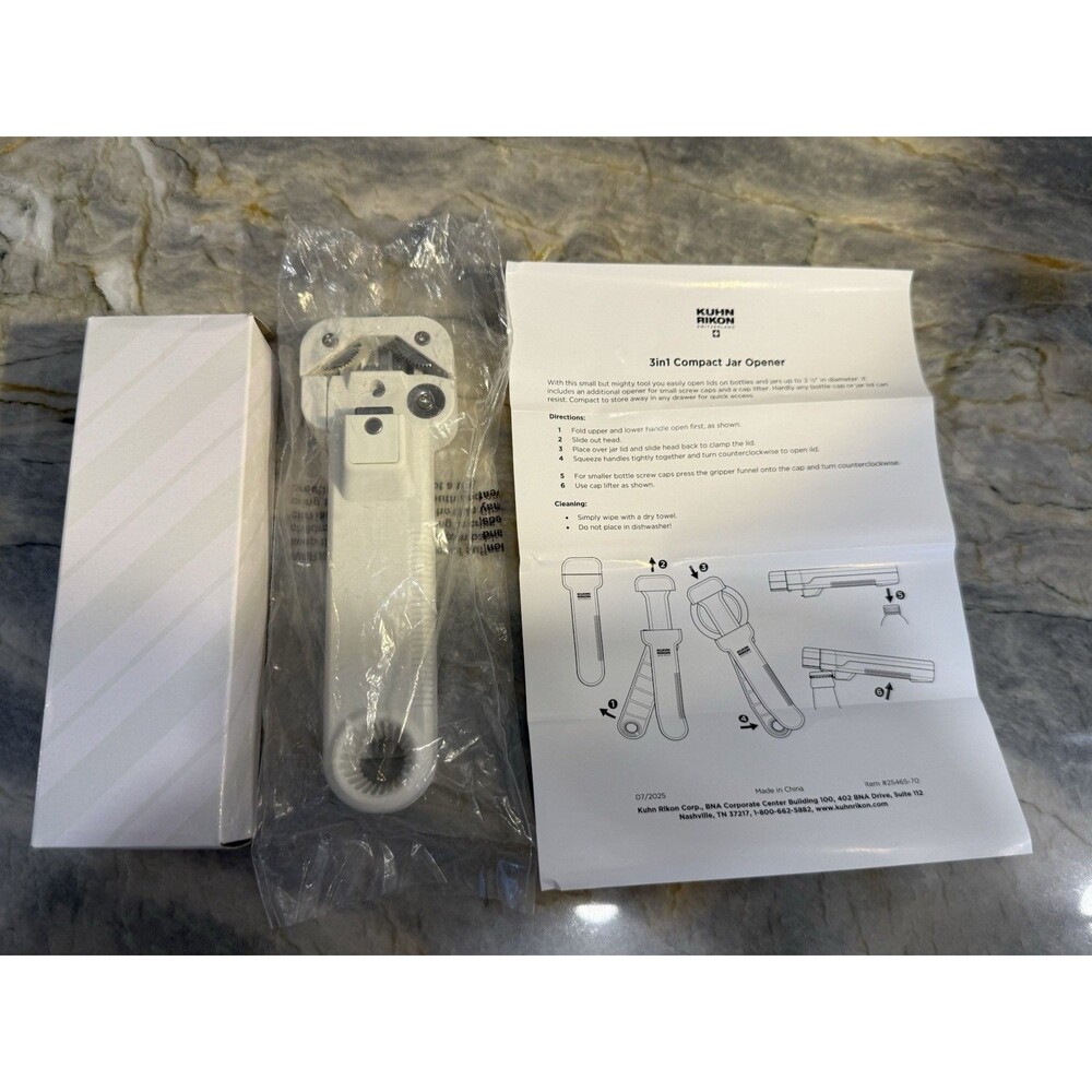 Kuhn Rikon 3-in-1 Compact Jar Opener Cap Lifter, Pop-Tabs, Bottle Screw Caps New